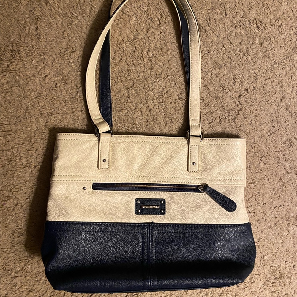 EUC Stone & Co shoulder bag Cream and Navy